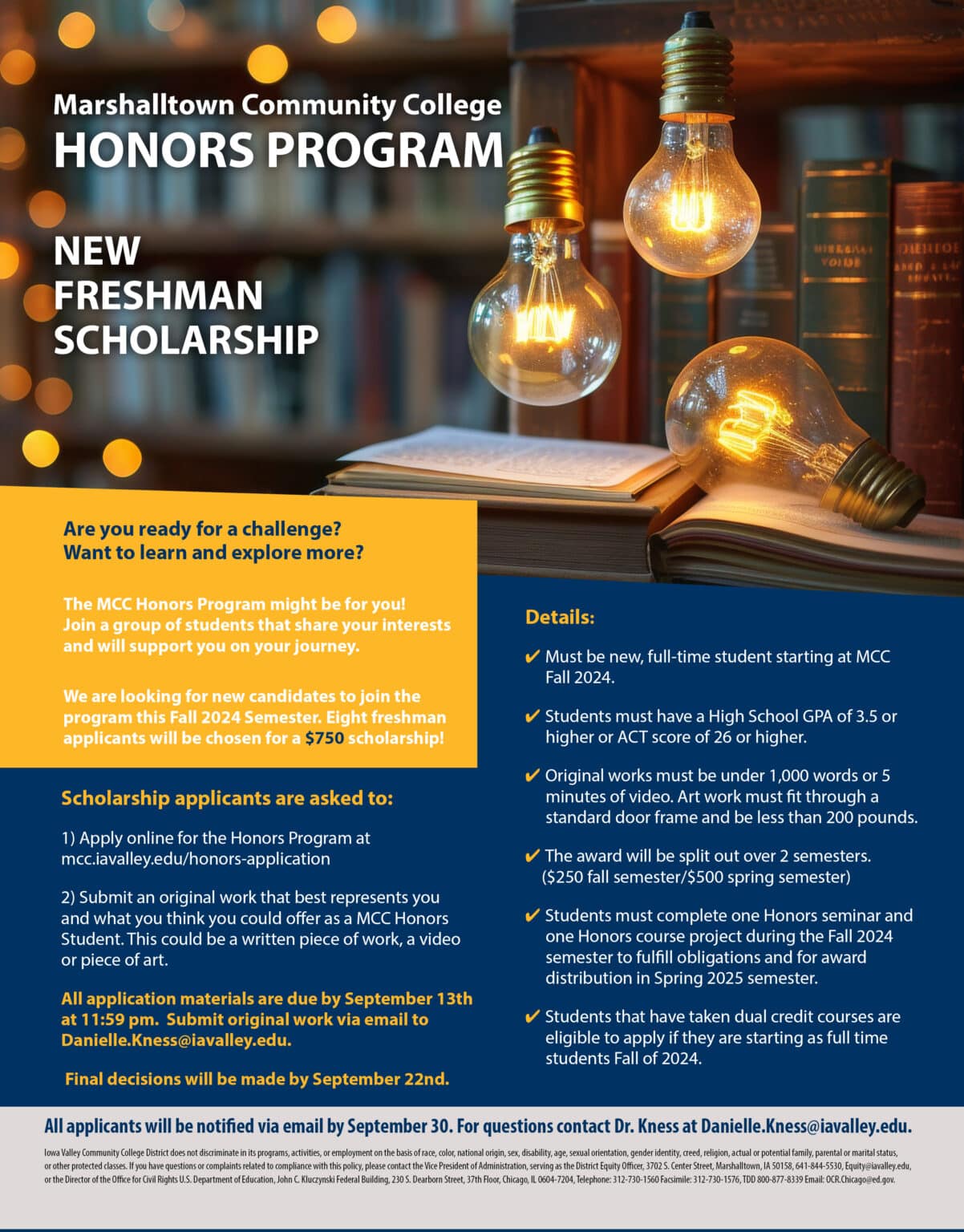 Honors Freshman Scholarship Marshalltown Community College